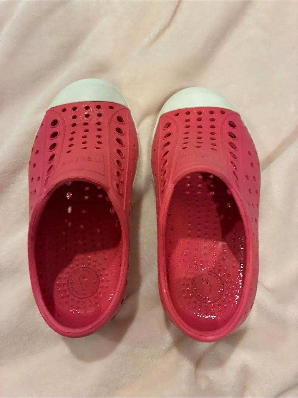 Native Slip-On Sneakers in Red with White Toe Cap